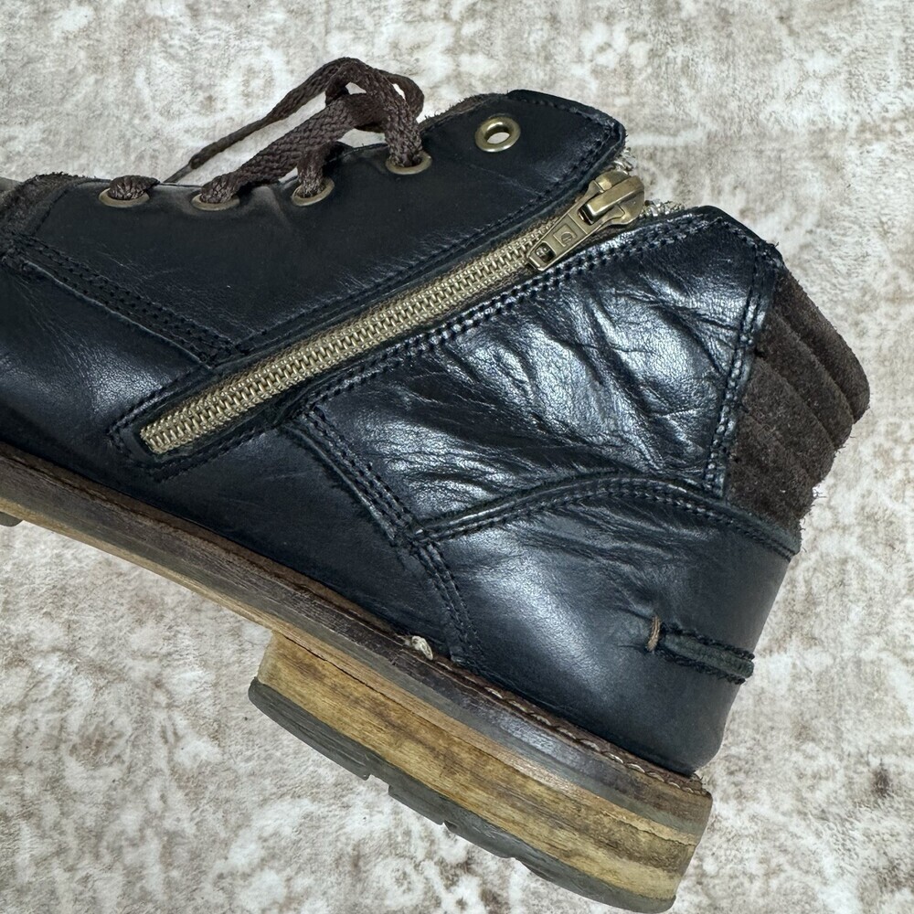 BULL BOXER Holten London Grunge Leather Zip Boots | Mens EU 45 US 12 Moto - Picture 10 of 14